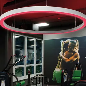Restaurante bar regulable RGB RGBW LED anillo de círculo redondo luz colgante decorativa con control remoto