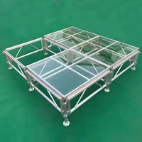 Scène de mariage en verre, plateforme de scène pliable portable en verre, plateforme de scène de mariage en aluminium à assembler