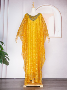 Ensemble <span class=keywords><strong>3</strong></span> <span class=keywords><strong>Pièces</strong></span> Dashiki Robes Africaines pour Femmes Printemps Été, Longue Robe Musulmane avec Intérieur et Foulard, Vêtements Africains - Product Image 5