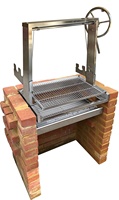 Grill Santa Maria en acier inoxydable, Kit de barbecue en brique intégré avec gril argentin à hauteur réglable