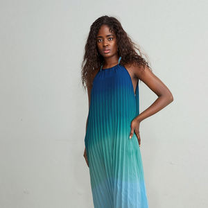 فساتين الصيف الجديدة الشاطئ عارية الذراعين المرأة اللون التدرج فضفاضة عارضة مثير فساتين طويلة أنيقة - Product Image 5