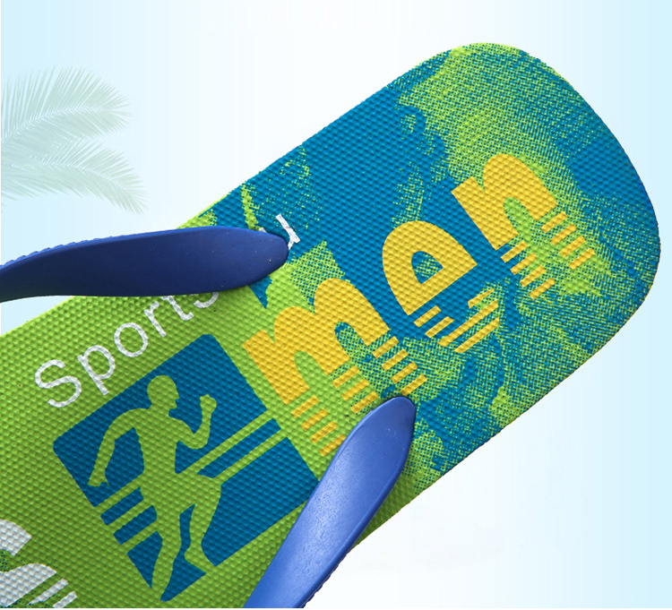 Print Flat Beach Shoes Fashion Men PVC Slippers PE Small Heel Sublimation Flip Flops White Logo
