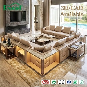Soluzione Completa per Progetti di Ville: Divano Modulare di Lusso con Illuminazione LED, Divano Angolare, Disponibile CAD/3D Max per Designer - Product Image 1