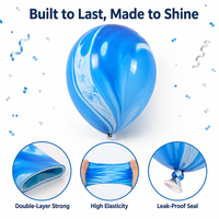 Ballons en latex bleus de 10 pouces effet agate, style macaron, pour enfants, coloris dessin animé, épaissis, résistants aux éclats, décorations