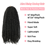 Cheveux Tressés Marley Twist 18 Pouces, Synthétiques Afro Crépus Bouclés au Crochet pour Femmes, Extensions de Cheveux à Tresser Marley