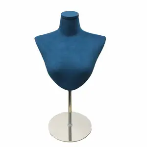 Đồ Trang Sức Cửa Hàng Hiển Thị Chủ Hồng Nhung Vòng Cổ Mannequin Với Thép Đứng