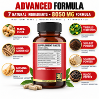 Capsules à base de plantes 7 en 1 à la racine de Maca avec Ginseng, Ashwagandha et Tribulus pour hommes – Soutien quotidien pour l'énergie, l'endurance et la vitalité
