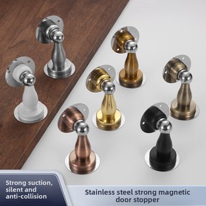 Bouchon de <span class=keywords><strong>porte</strong></span> <span class=keywords><strong>magnétique</strong></span> noir sans perçage bloc Anti-Collision épaissi bouchon mural de chambre à coucher Invisible <span class=keywords><strong>porte</strong></span> en acier inoxydable forte - Product Image 2