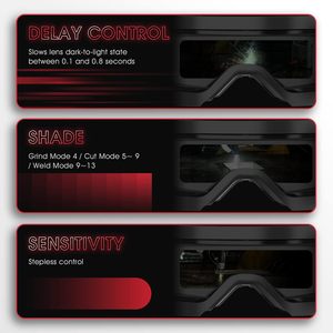 แว่นตาเชื่อมแบบปรับแสงอัตโนมัติ สีสมจริง ช่วงการปรับแสงกว้าง 4/5-9/9-13 แว่นตาเชื่อมสำหรับงานเจียร แว่นตาเชื่อมแบบ TIG MIG - Product Image 4