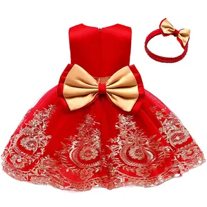Modelo vermelho laço amarelo luxo noite concurso festa de casamento feriado até vestido de baile bebê menina vestido para 4 6 anos de idade crianças beby