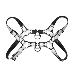 Harnais de poitrine en cuir blanc pour homme avec doubles anneaux et bretelles – Sous-vêtements de tentation - Product Image 5