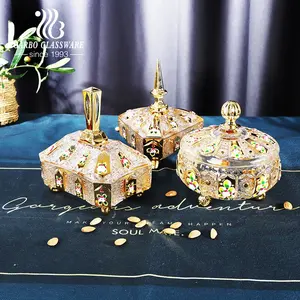 Golden glass candy jar /gold plated glass sugar bowl& decorative christmas gift