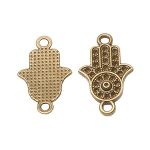 Conector de Mano de Hamsa con Cuentas y Ojo Turco, de Aleación de Zinc, Bronce y Plata Antigua, para Amuletos de Protección y Manualidades - Product Image 2
