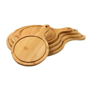 เขียงไม้ไผ่ทรงกลมพร้อมด้ามจับ ชุดสำหรับหั่นพิซซ่า สเต็ก ซูชิ - Product Image 1