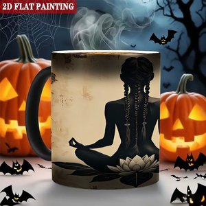 Frosted Black <b>Ceramic</b> <b>Mug</b> 11oz Heat Activated Yoga Design Cup - Product Image 6
