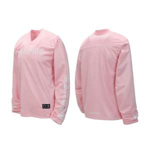 T-shirt unisexe tendance à manches longues et coupe ample, imprimé floral en maille, avec motif lettre CH sanskrit, style hockey, nouvelle collection - Product Image 6