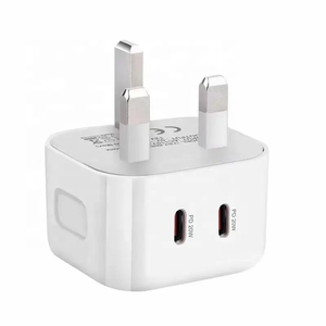 UK <strong>Plug</strong> 40w Fast Charging PD <strong>Type</strong> <strong>c</strong> <strong>Adapter</strong> 3pin Socket Dual Usb <strong>C</strong> Wall Charger Power <strong>Adapter</strong> with Retail Box - Product Image 4
