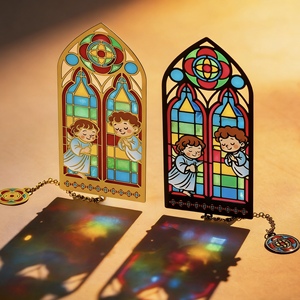 Segnalibro in Metallo Personalizzato con Foglia <span class=keywords><strong>d</strong></span>'Oro in Resina, Fiore Pressato, Lega di Zinco, Acciaio Inossidabile Inciso, Sublimazione, Farfalla, Croce, Gesù - Product Image 1