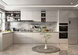 Mueble de Cocina Moderno con Panel de Madera Maciza, Resistente al Agua, Ecológico, Mueble de Paquete Plano - Product Image 3