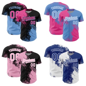 Saf özel sıçrama beyzbol formaları tam düğme mürekkep sıçrayan desen softbol gömlek kişiselleştirilmiş spor üniformaları - Product Image 3