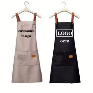 Custom Logo Sleeveless Cotton Bib <b>Apron</b> Reusable <b>Kitchen</b> Cooking Chef and Beauty Salon Hairdresser for Working Waitress - Product Image 1