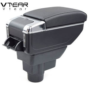 Vtear para Opel <span class=keywords><strong>Corsa</strong></span> reposabrazos interfaz USB caja de almacenamiento hilo rojo coche del cuero de la PU-estilo brazo resto interior accesorios 11-13 - Product Image 5