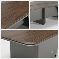 Table de conférence ronde moderne de luxe, grande table de réunion avec base en métal gris, mobilier de bureau commercial, grande taille, en bois