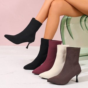 <span class=keywords><strong>Botas</strong></span> de Tacón Alto para Mujer, <span class=keywords><strong>Estilo</strong></span> Moderno, Tacón Delgado, Talla Grande, Punta Puntiaguda, <span class=keywords><strong>Botas</strong></span> Elásticas Tipo Calcetín - Product Image 1