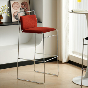 Tabouret de bar minimaliste avec structure métallique, dossier haut, design stable pour bar et usage commercial, style moderne - Product Image 4
