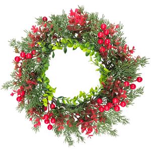 Đồ trang trí cửa sổ Giáng sinh kiểu Mỹ lớn, quả đỏ, lá bạch đàn, vòng hoa trang trí - Product Image 3