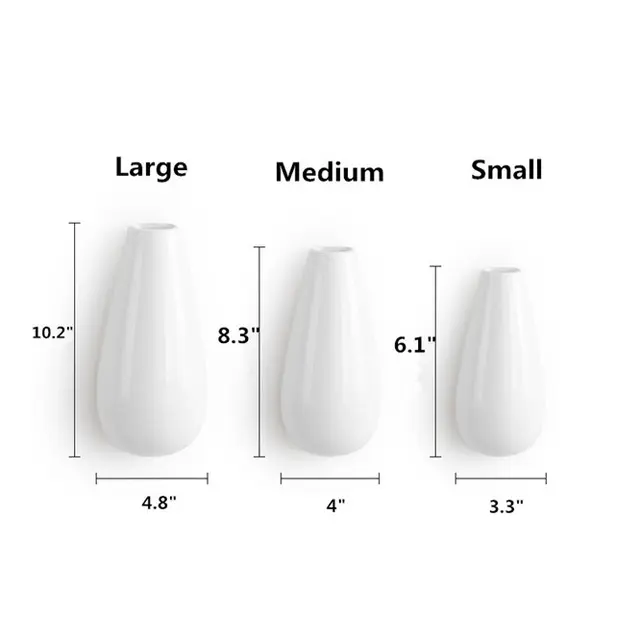 Home decor 3 peças para um conjunto branco cudtom dize montado na parede de cerâmica vaso de flor