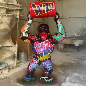 Pop Art Hot Selling Animal FRP Resin Sculptures Custom Made <strong>Life</strong> <strong>Size</strong> <strong>King</strong> <strong>Kong</strong> Apes Chimpanzee Gorilla Statues - Product Image 5