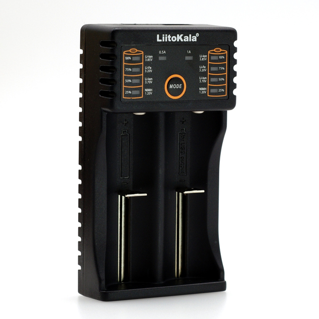 Lii-500 PD4 402 202 Plastic 2-Slot Battery Charger 18650 26650 21700 AA AAA 3.7V/3.2V/1.2V