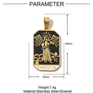 E618 Französischer Retro-<span class=keywords><strong>Tarot</strong></span> Edelstahl-Anhänger Buntes Emaille Narrenkönig Sonne Mond Edelstahl-Schmuck - Product Image 6