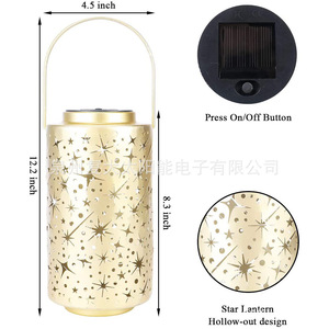 Solar <b>Star</b> Lantern Led <b>Light</b> Hanging Outdoor Garden Decor 6V Mono Si Solar Powered With Battery 2 Year Warranty - Product Image 4