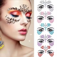 Autocollants de tatouage 3D en strass pour festival paillettes maquillage bijoux autocollant sur cristaux de visage bijoux gemmes diamants décoration
