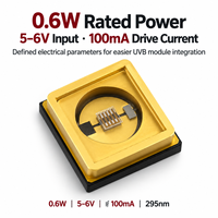 Émetteur UV en céramique AlN 295nm 0.6W à LED UVB, lentille en quartz, 290-300nm, dispositif de photothérapie, source de lumière ultraviolette, directement de l'usine