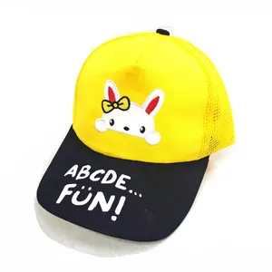 Enfants net chapeau mignon petit lapin brodé casquette de baseball bébé maille crème solaire visière chapeaux