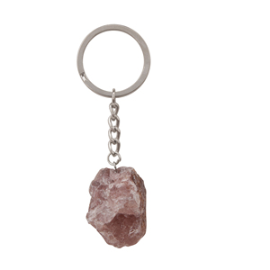 Christmas Gift Unshaped Clear Rose Quartz Amethyst Mental Health Natural Stone Pendant Key Chain Amethyst Point Crystal Keychain