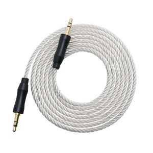Câble audio mâle-mâle plaqué argent à quatre brins, 3.5mm, 1.5m, 2m, pour connexion audio de voiture, téléphone portable, ordinateur - Product Image 1