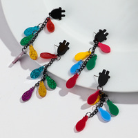 Boucles d'oreilles pendantes tendance en acrylique pour femme, motif lumières de Noël punk colorées, style exagéré, vente en gros FS