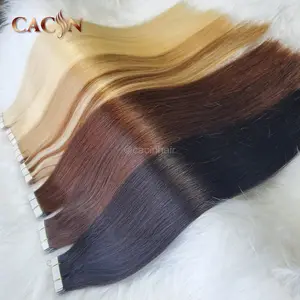 Cacin Raw Cambodian Tape In Hair Extensions Kinky Curly Double Drawn 100% Raw Vietnamese Hair Tape Ins