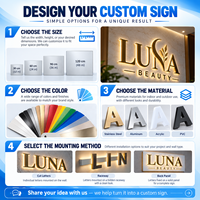 Kiosque pop-up avec enseigne lumineuse LED néon OEM, lettres néon à deux niveaux, base en panneau d'aluminium, affichage lumineux néon intérieur/extérieur