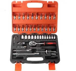 SOLUDE 46 piece set of chrome vanadium steel sleeve combination tool car repair and maintenance tool set