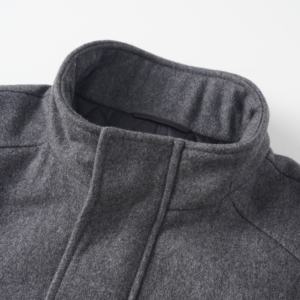 Áo khoác len nam màu xám đậm đứng lên cổ áo dây kéo Áo khoác mùa đông dài rãnh áo khoác ngoài Cashmere Vỏ bông - Product Image 4