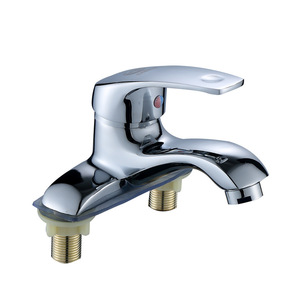 Robinet de lavabo Chenlu à 2 trous, monocommande, à poser sur le comptoir, en laiton, avec valve en céramique, design moderne - Product Image 5