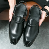 Sandales d'été confortables en PU à bout fermé pour hommes, style Baotou, idéales pour les occasions décontractées, mariages, fêtes, activités de plein air, avec caractéristiques souplesse et sensation pieds nus, couleur unie