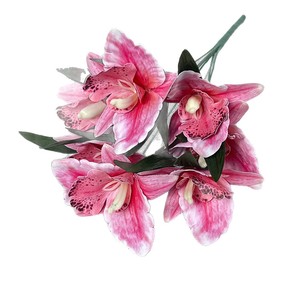 Fleurs artificielles Cattleya simulées, 7 têtes, en plastique et tissu, pour décoration de mariage et de maison - Product Image 5