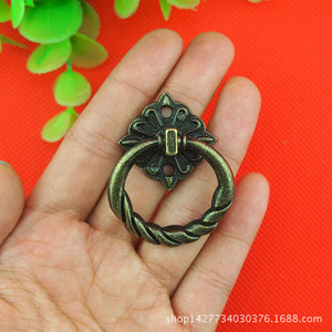 Antique Style Ring Cabinet Handle 37x45mm Double Hole Traditional Design For Drawer <b>Wardrobe</b> Door Furniture <b>Hardware</b> BE32 - Product Image 3