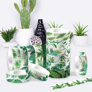 ZH008 tanaman sukulen daun DIY bahan akun tangan alat tulis dekorasi pita kertas perekat diri untuk pesta musim panas